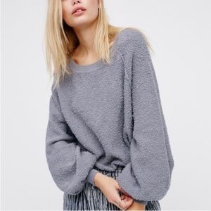 FREE PEOPLE Gray/Purple TEXTURED FOUND MY FRIEND PULLOVER